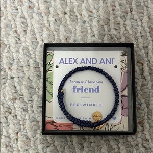 Alex and Ani Blue Beaded Bracelet with Gold Charm